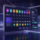 A sleek digital interface of a multi-provider 4D lottery platform, displaying dynamic draw results, countdown timers, and generic lottery provider icons, representing unified access and convenience.